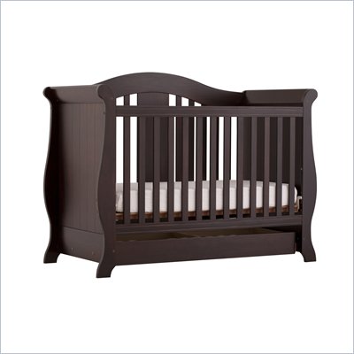 Stork Craft Vittoria 3-in-1 Fixed Side Convertible Crib in Espresso