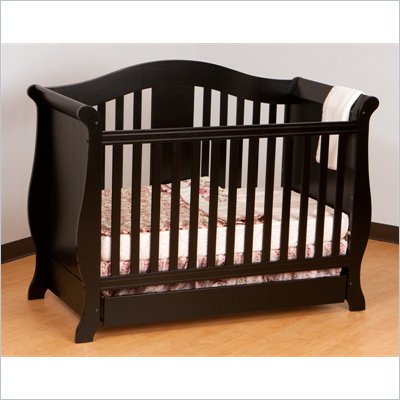 Stork Craft Vittoria 3-in-1Fixed Side Convertible Crib in Black