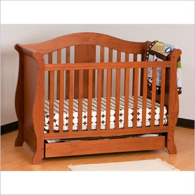Stork Craft Vittoria 3-in-1 Fixed Side Convertible Crib in Oak
