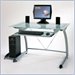 Studio RTA Executive 44" Computer Desk in Silver and Frosted Glass