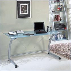 Studio RTA Executive 56" Computer Desk in Silver and Frosted Glass