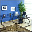 Studio RTA Executive L-Shaped Computer Desk in Pewter and Glass