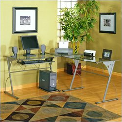 Studio RTA LS 1000 L-Shape Glass Computer Desk in Pewter