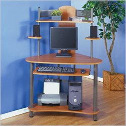 Studio RTA Eagle Compact Corner Wood Computer Desk in Pewter and Teak