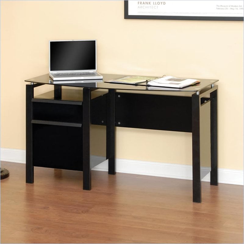 Studio Rta Glass Top Computer Desk In Black 408945