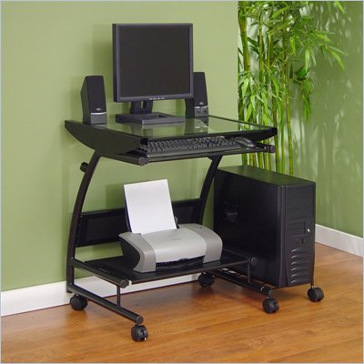 Studio RTA Metro Metal / Glass Computer Cart in Black