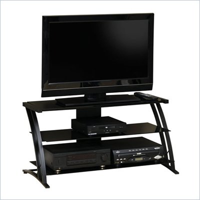 Studio RTA Deco Panel Glass TV Stand in Black