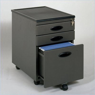 Studio RTA 3 Drawer Mobile Metal File Cabinet in Pewter and Black