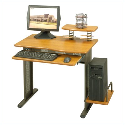 Studio RTA Network Metal / Wood Top Computer Desk in Pewter