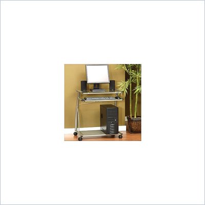 Studio RTA Portofina Glass Top Metal Computer Cart in Champagne