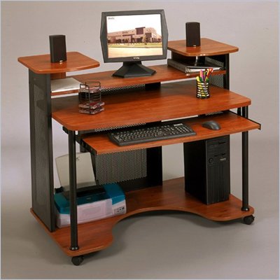 Studio RTA Wood Computer Desk in Black and Cherry