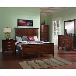 Samuel Lawrence Furniture Bridgeport Wood Panel Bed in Merlot 5 Piece Panel Bedroom Set