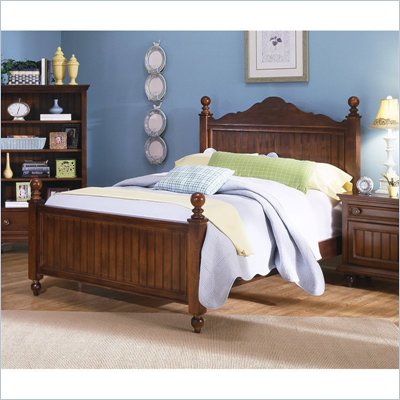 Samuel Lawrence Furniture Seabrook Wood Panel Bed 5 Piece Panel Bedroom Set in Cottage Cherry