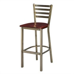 Regal Hampshire 30" High Ladder Back Wooden Seat Metal Frame Bar Stool