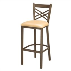 Regal Pembroke 30 High Wooden Seat Cross Back Metal Bar Stool-Mahogany