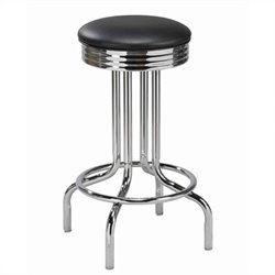 Regal Belime 30" High Retro Backless Chrome Swivel Bar Stool