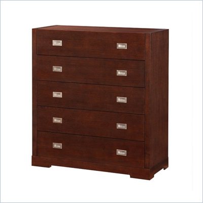Allora Furniture Brooklyn Queen Wood 5 Drawer Chest in Walnut