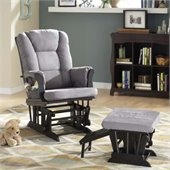 Status Furniture Veneto Glider with Nursing Stool Ottoman - Black with Grey Cushions