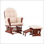 Status Furniture Roma Glider with Nursing Stool Ottoman - Cognac with Beige Cushions