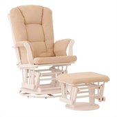 Status Furniture Milano Swivel Glider with Ottoman - White with Beige Cushions