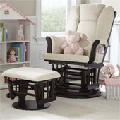 Status Furniture Milano Swivel Glider with Ottoman - Espresso with Beige Cushions