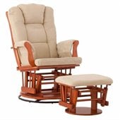 Status Furniture Milano Swivel Glider with Ottoman - Cognac with Sage Cushions