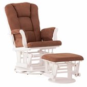 Status Furniture Milano Swivel Glider with Ottoman - White with Chocolate Cushions