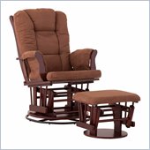 Status Furniture Milano Swivel Glider with Ottoman - Cherry with Chocolate Cushions