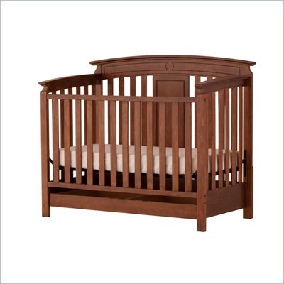Status Furniture Brookfield Stages Convertible Wood Baby Crib in Walnut