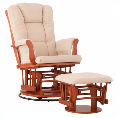 Status Furniture Milano Swivel Glider with Ottoman - Cognac with Beige Cushions