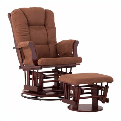 Status Furniture Milano Swivel Glider with Ottoman - Cherry with Chocolate Cushions