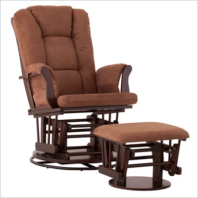 Status Furniture Milano Swivel Glider with Ottoman - Espresso with Chocolate Cushions