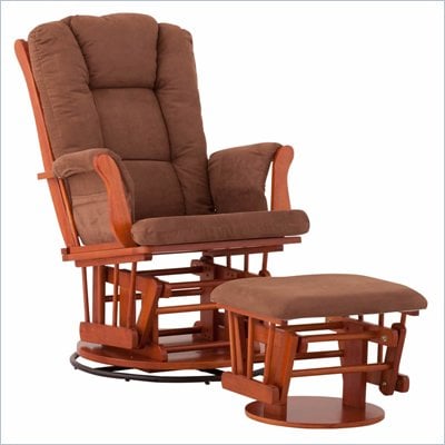Status Furniture Milano Swivel Glider with Ottoman - Cognac with Chocolate Cushions