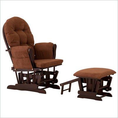 Status Furniture Roma Glider with Nursing Stool Ottoman - Espresso with Chocolate Cushions