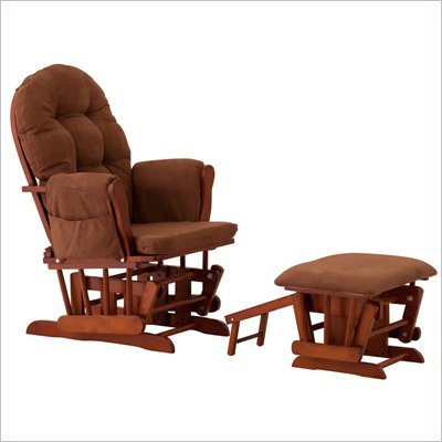 Status Furniture Roma Glider with Nursing Stool Ottoman - Cognac with Chocolate Cushions