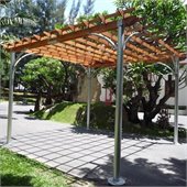 Vifah Comtemporary Aluminum Post Wood Top Pergola
