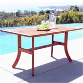 Vifah Outdoor Atlantic Rectangular Table with Curved Legs