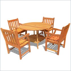 Vifah Picnic Table Dining Set with 4 Baltic Armchairs