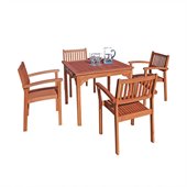 Vifah Ibiza Dining Set with 4 Stacking Chairs