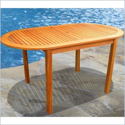 Vifah Outdoor Wood Oval Dining Set with 6 Atlantic Armchairs