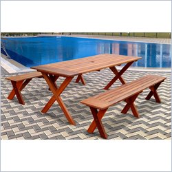 Vifah Omaha Dining Set with 2 Omaha Benches