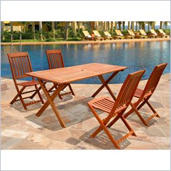 Vifah Omaha Dining Set with 4 Folding Bistro Chairs