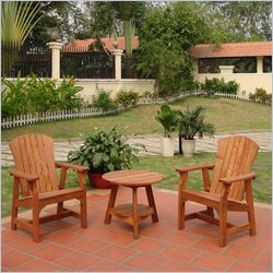 Vifah Outdoor Side Table Set with 2 Adirondack Chairs