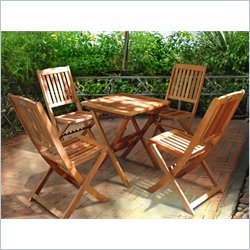 Vifah Glaser Folding Bistro Table Set with 4 Folding Chairs