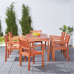 Vifah Balthazar Dining Set with 6 Ibiza Stacking Chairs