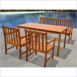 Vifah Balthazar Dining Set with 2 Nobi Armchairs and Nobi Bench
