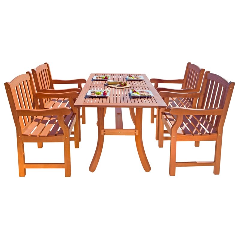 Vifah V187SET25 Outdoor Rectangular Curvy Dining Set