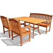 Vifah Atlantic Dining Set with 2 Ward Armchairs and Ward Bench