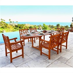 Vifah Vista Extension Table Set with 6 Puti Position Chairs