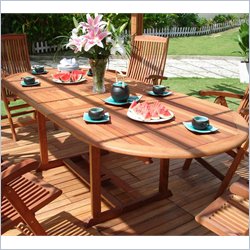 Vifah Vista Extension Table Set with 6 Adirondack Chairs